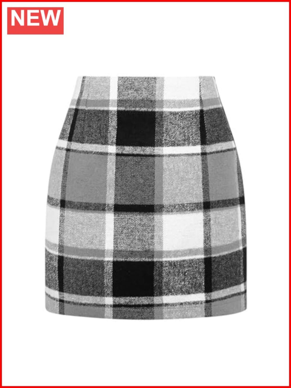 Wool Blend High Waist Plaid Pencil Mini Skirt Bodycon Work Wear